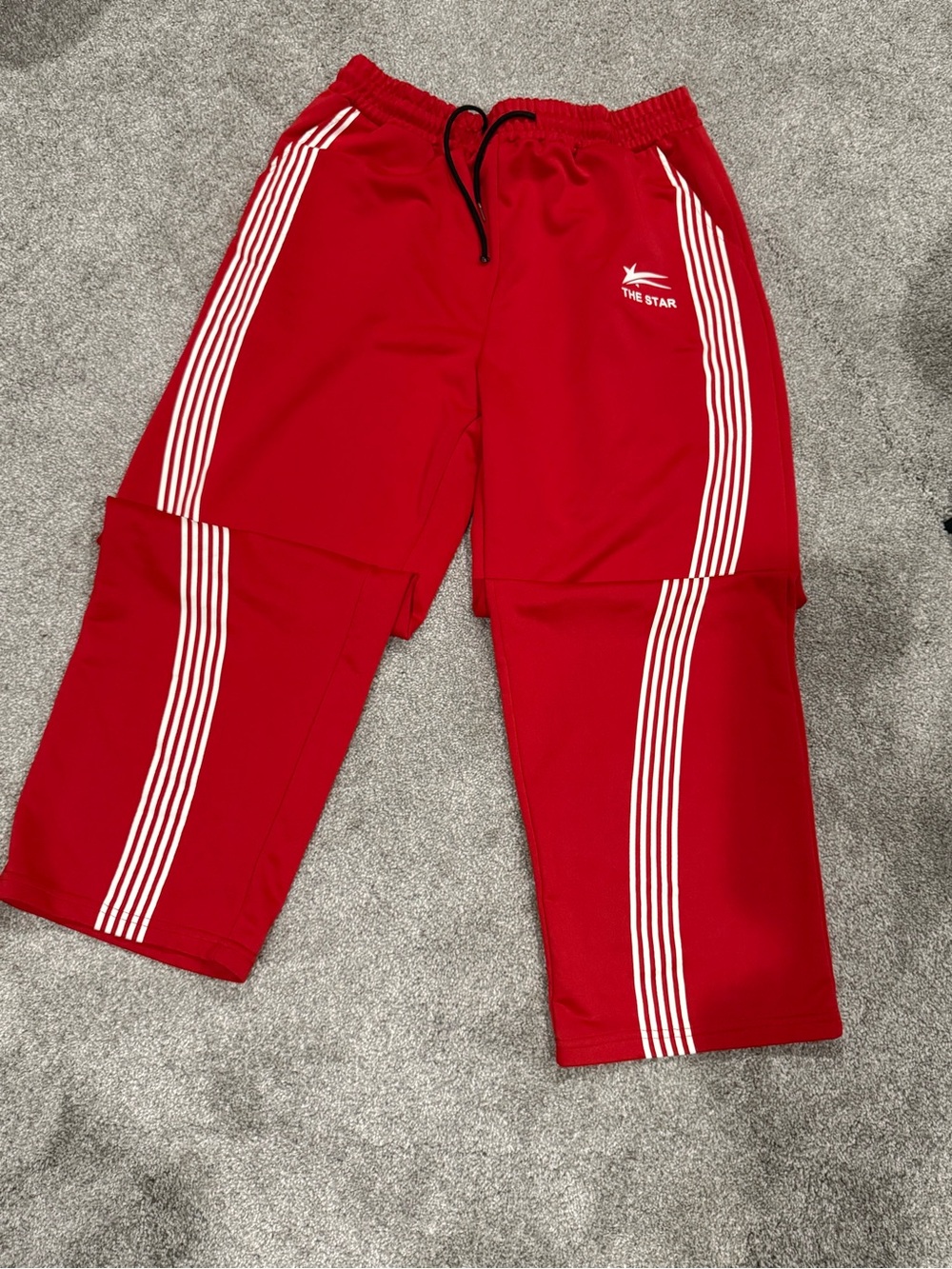 The Star Men's Red Jogger Pants with White Stripes